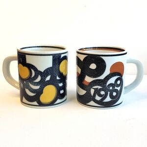 Set of 2 Vintage Royal Copenhagen Denmark  Ceramic Scandinavian Design Mugs